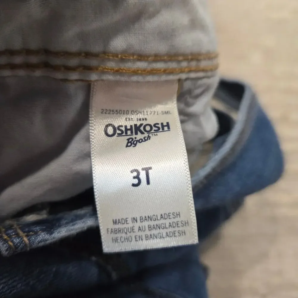 OshKosh B'gosh Denim Jean Overalls Button Front Heart‎ Pocket Vestbak Girls 3T